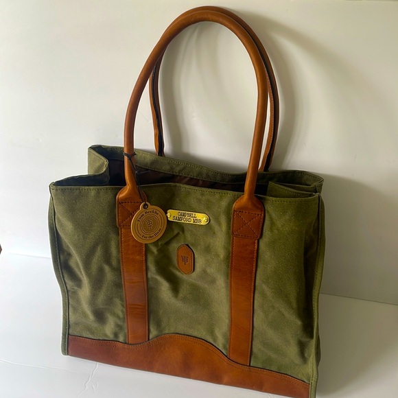 TOM BECKBE Carryall Tote Bag Waxed Field Canvas SAWGRASS COLOR UNISEX NWT - Picture 3 of 10